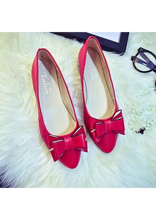 Women's Flat Heel Pointed Toe Fashion Pumps Bowknot Shoes