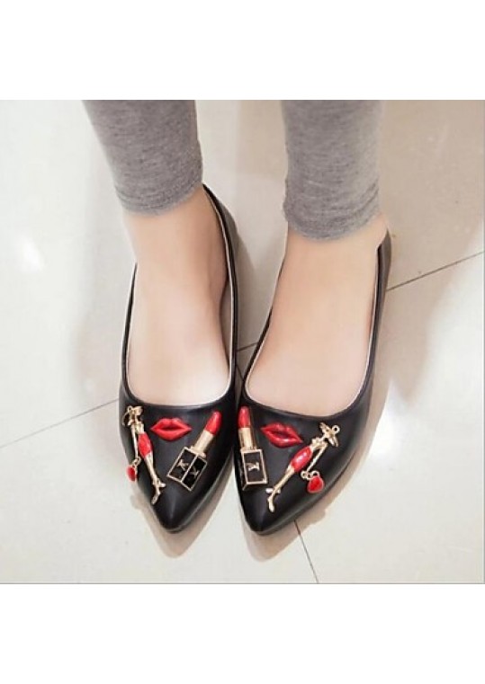 Women's Shoes Patent Leather Flat Heel Pointed Toe Flats Casual Black/White