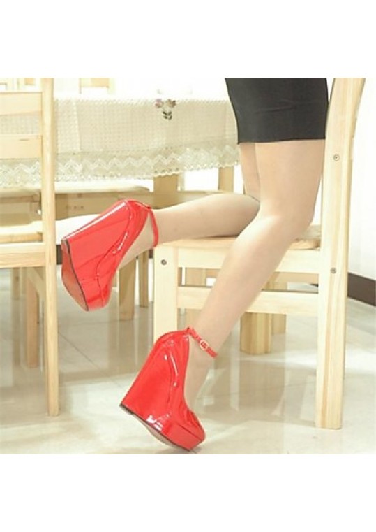 Women's Spring / Fall Wedges / Heels / Platform / Round Toe Leatherette Party & Evening Wedge Heel Black / Red / White