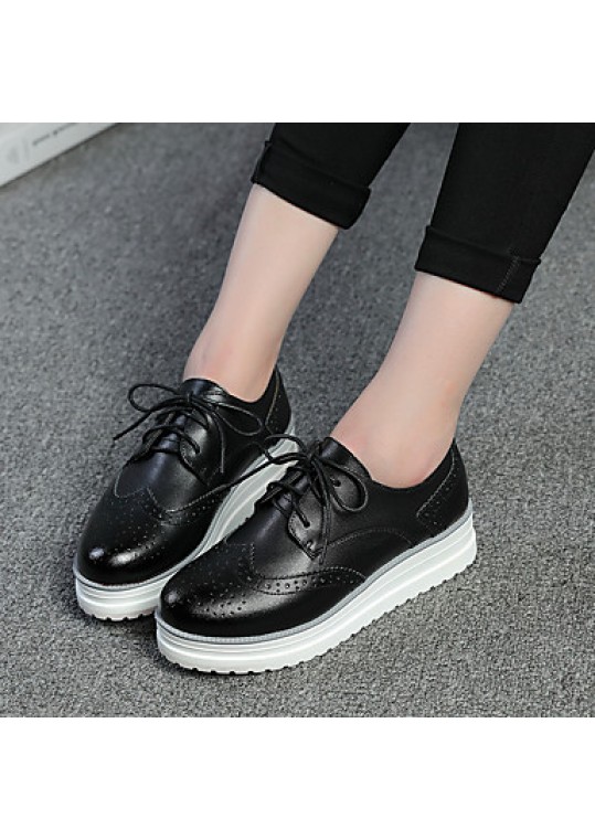 Women's Oxfords Spring / Summer / Fall / Winter Platform / Creepers Cowhide Outdoor / Office & Career /Black /