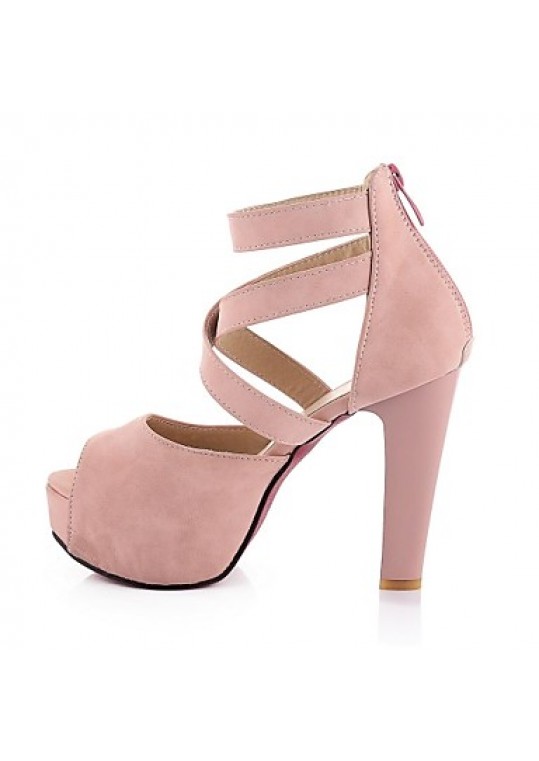 Women's Shoes Chunky Heel Heels/Platform Sandals Office & Career/Dress Pink/White/Beige