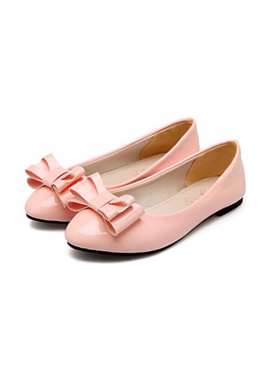 Women's Shoes Patent Leather Flat Heel Round Toe Flats Outdoor / Dress / Casual Black / Green / Pink / Beige