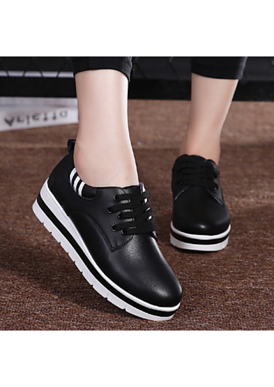 Women's Oxfords Spring / Summer / Fall / Winter Platform / Creepers Cowhide Outdoor / Office & Career /Black /