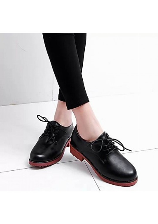 Women's Shoes Chunky Heel Platform / Round Toe Oxfords Office & Career / Dress / Casual Black / Brown / White